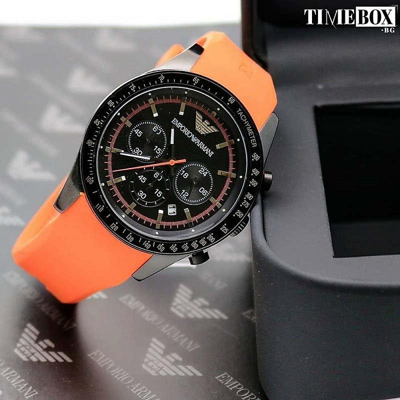 Emporio armani ar5987 on sale orange chronograph watch